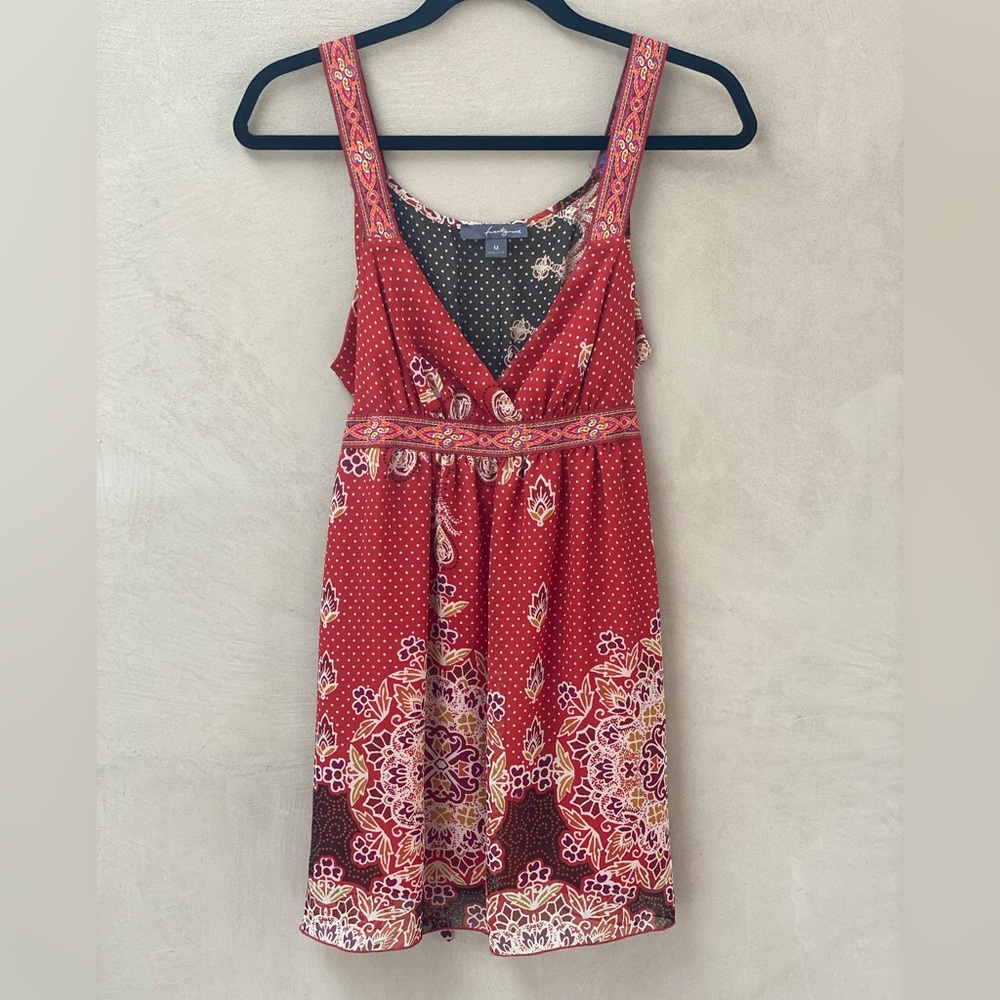 Twenty one Bohemian Paisley Pattern Mini Dress Red Sleeveless Sundress Size M